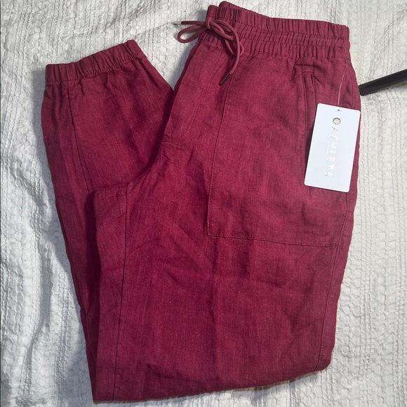 Athleta Pants - Athleta 100% linen Pink joggers size 6
